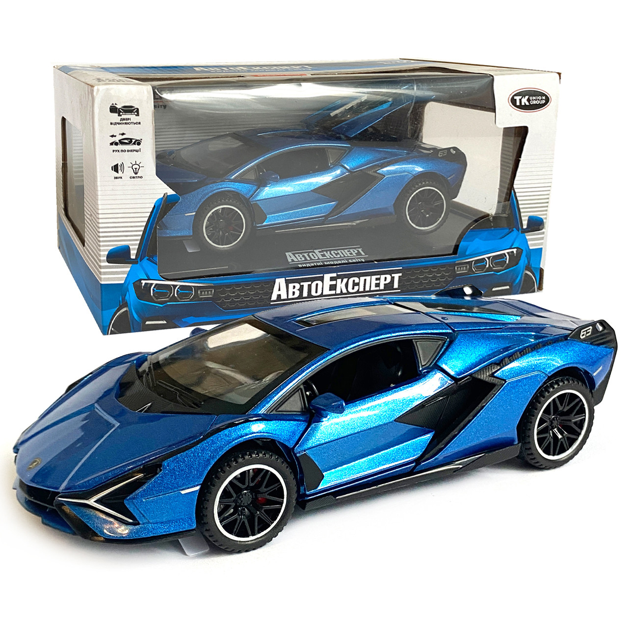 Ігральна машина металевий Lamborghini Sian Lamborghini Sian АвтоЕксперт блакитний колір світла звуку, фото №1