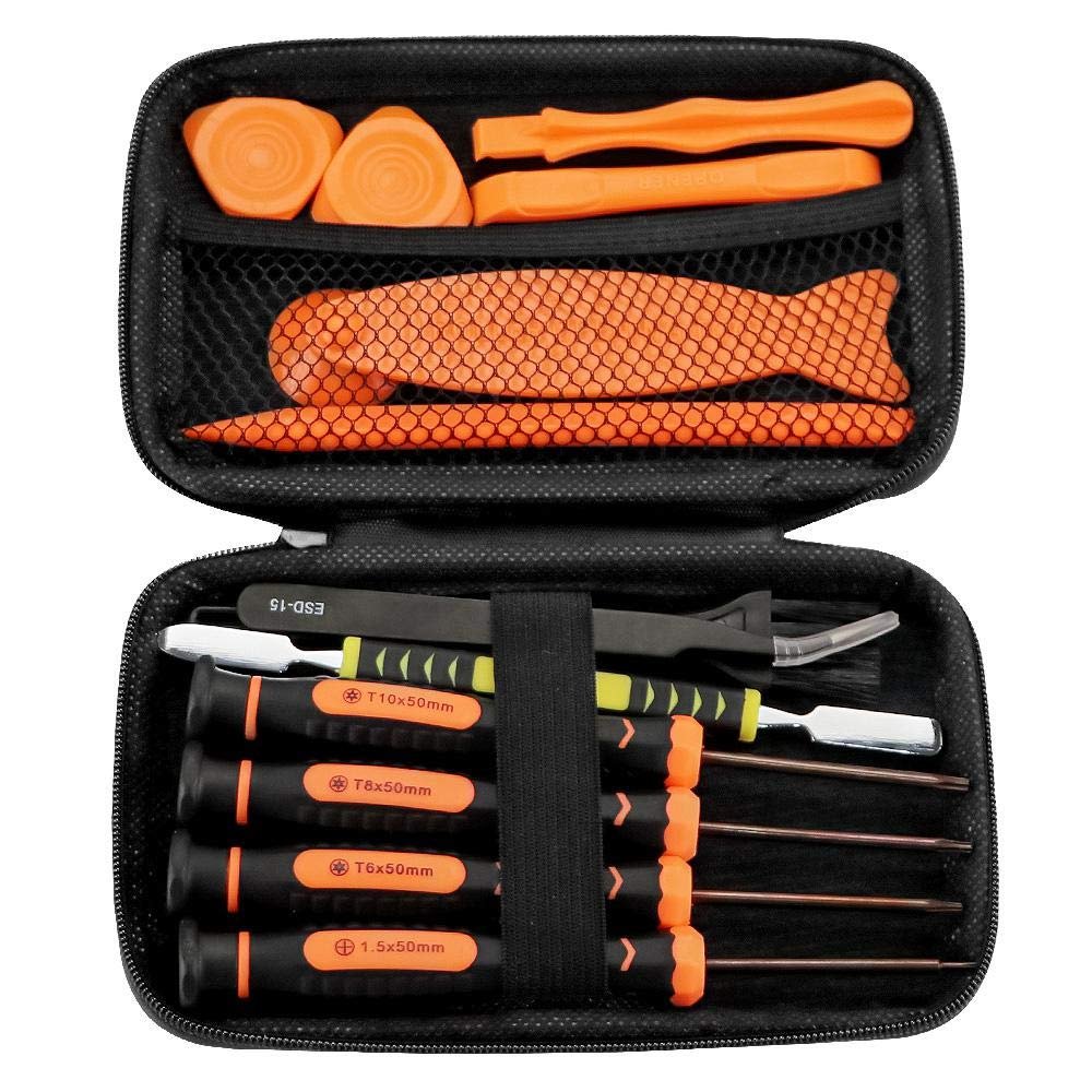Набір викруток Torx для Xbox One, Xbox 360, PS3, PS4 Controller, набір інструментів для ремонту, що включає торкс-викрутки T6, T8, T10, інструмент для підйому, щітка та пінцет ESD у чохлі EVA, фото №2