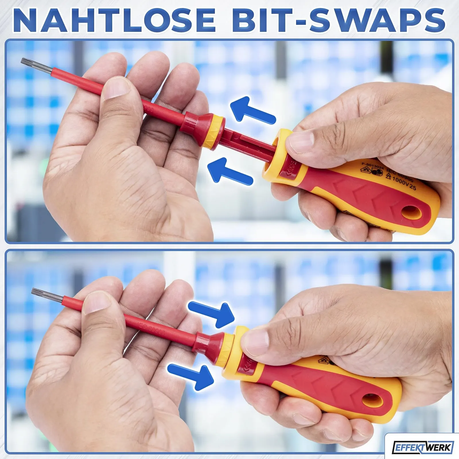 Набір викруток Effektwerk для електрика 13 предметів 1000V VDE магнітні наконечники, фото №6