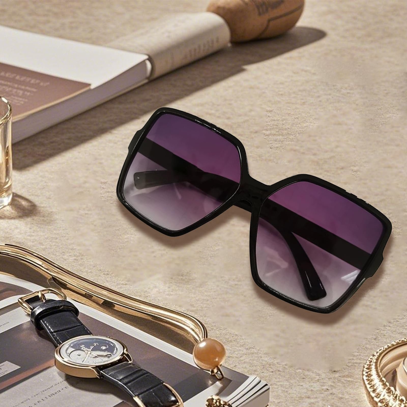 Солнцезащитные очки Прямоугольные Женские Черный / Черепаховый / Черный, 3 шт, фото №7
