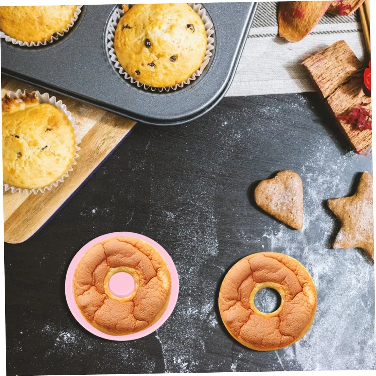 Форма для выпечки пончиков NOLITOY 2 шт. силиконовая гибкая антипригарная многоразовая Голубая и розовая, фото №5