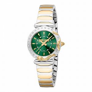 Женские аналоговые часы Just Cavalli JC1L363M0075, кварцевые, с ремешком из нержавеющей стали, темно-зеленый, фэшн - Фото 1