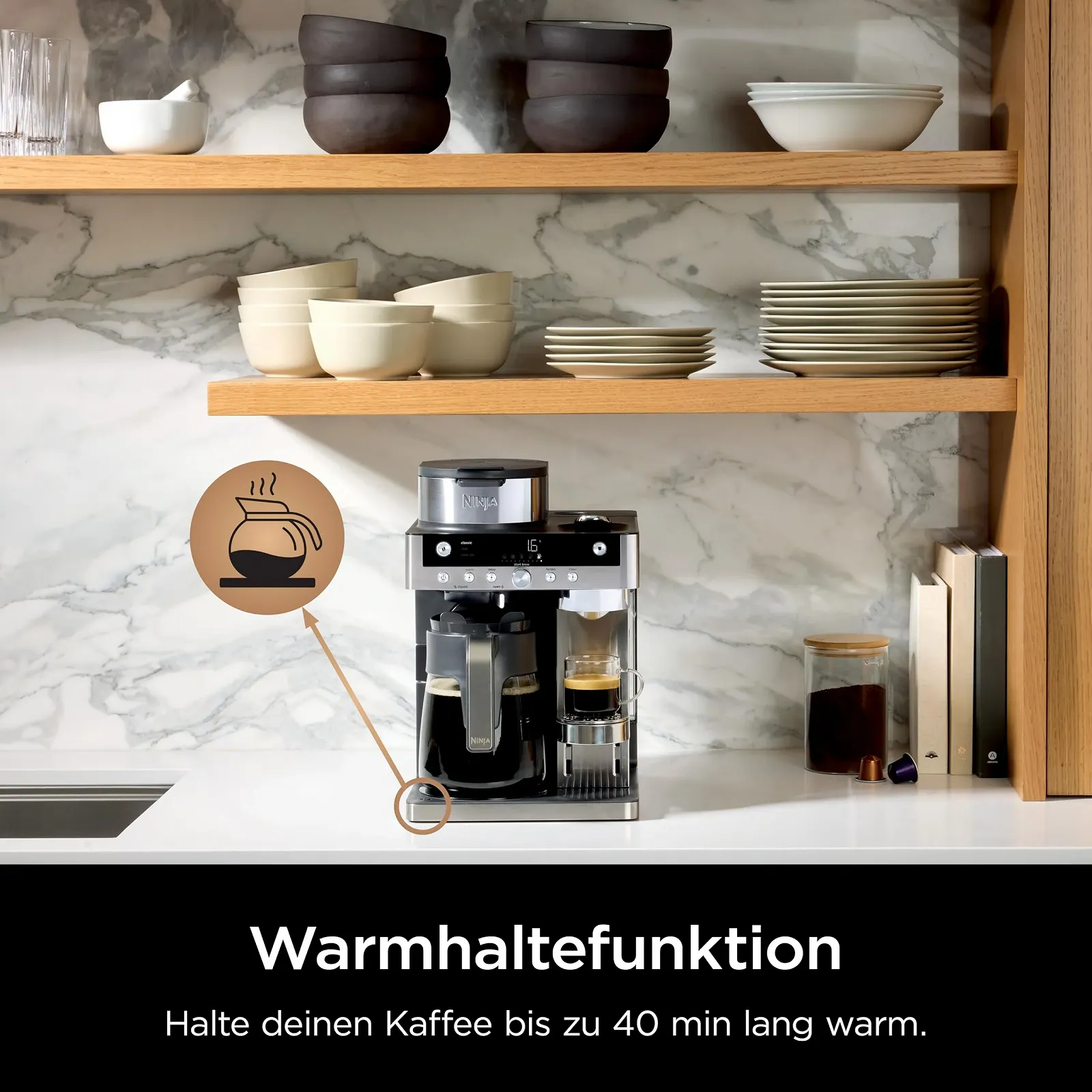 Кофеварка 2-в-1 Ninja Prestige CFN802EU Капельная и капсульная Встроенный капучинатор Черная, фото №10