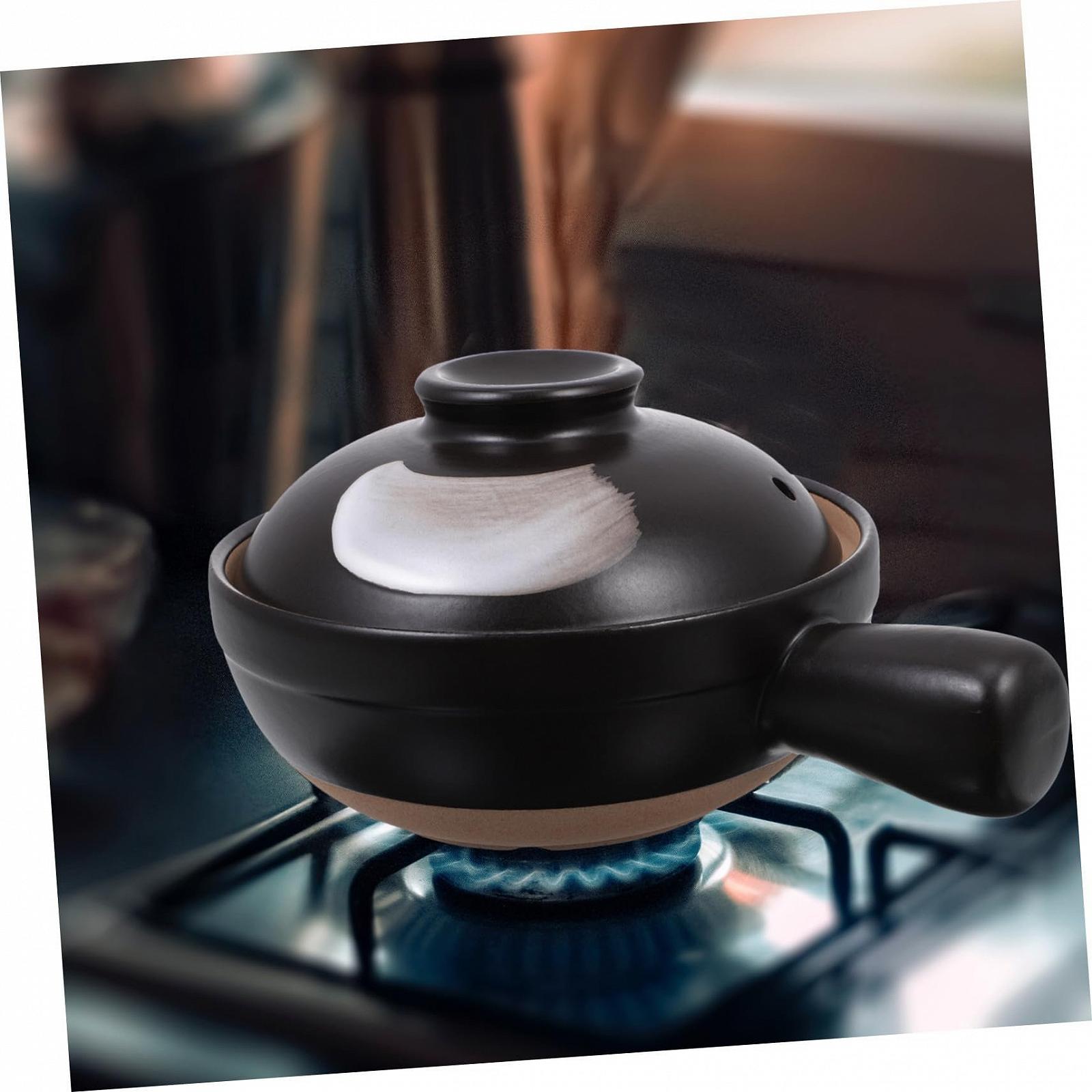 Керамическая кастрюля Homoyoyo с крышкой термостойкая для духовки с вентиляционным отверстием и ручкой, фото №3