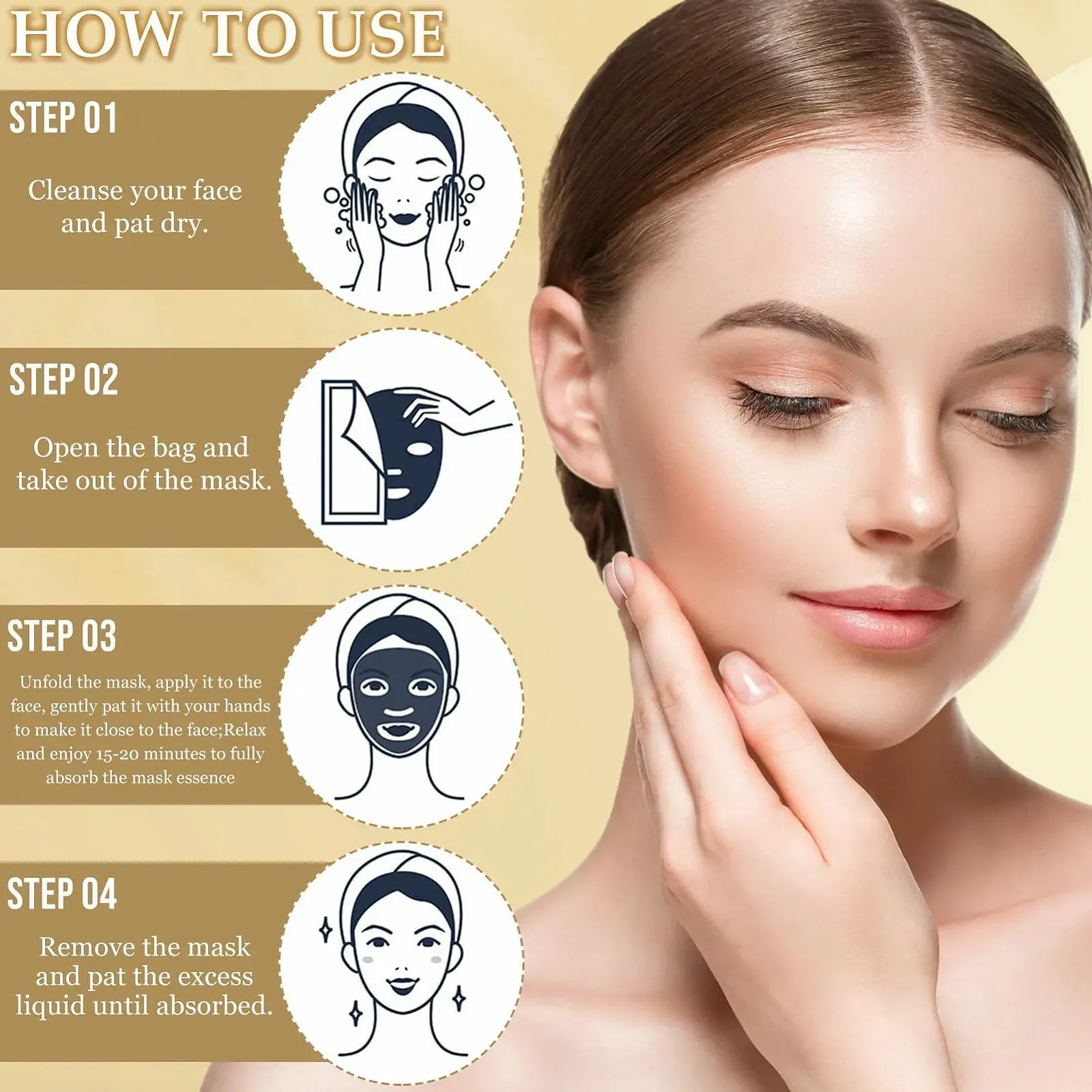 Набір тканинних масок для обличчя Молоко кози + Рис, 10 шт, фото №7