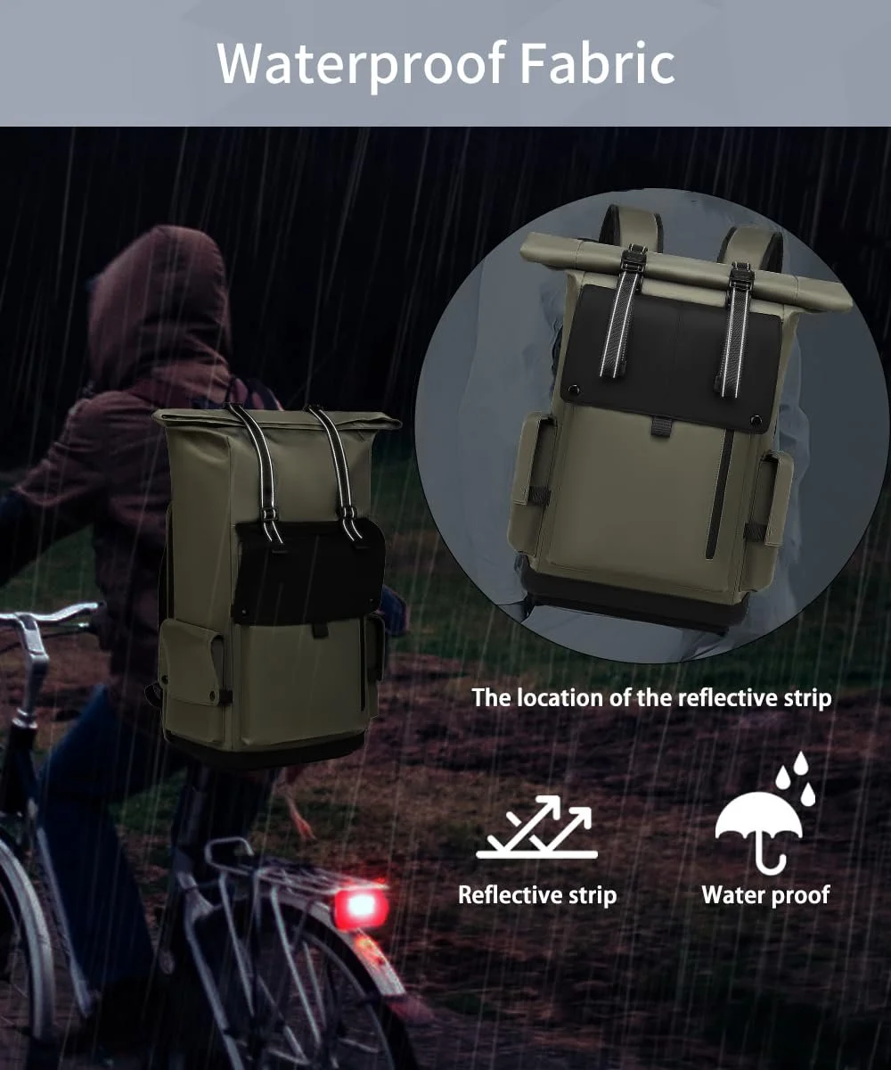 Рюкзак для ноутбука Rolltop Large 42L 17.3 дюйма Водонепроницаемый Green, фото №6