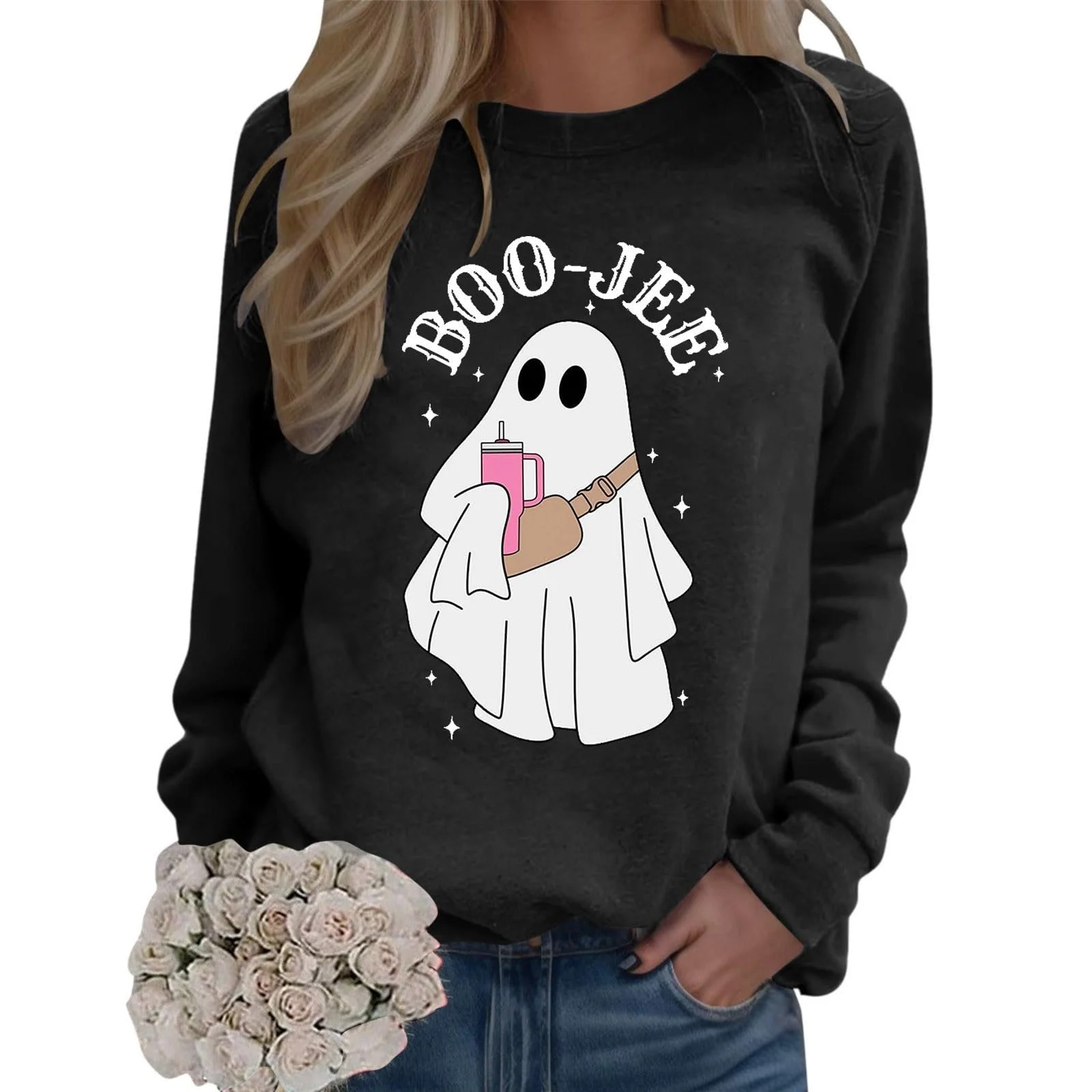 Хелловін Світшот YueYue Жіночий з гарбузом, з принтом, фото №1 Хелловін Світшот YueYue Жіночий з гарбузом, з принтом, фото №1