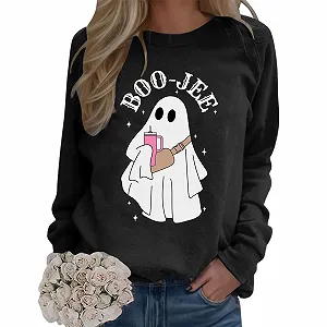 Хелловін Світшот YueYue Жіночий з гарбузом, з принтом - Фото 1