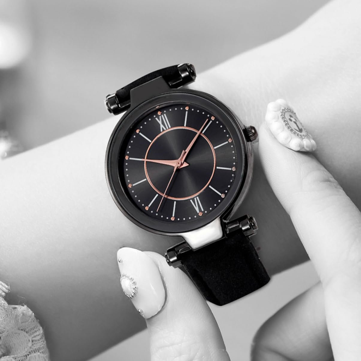 Жіночий Годинник LIFKOME Кварцовий Повсякденний Чорно-білий Ремінець, фото №6