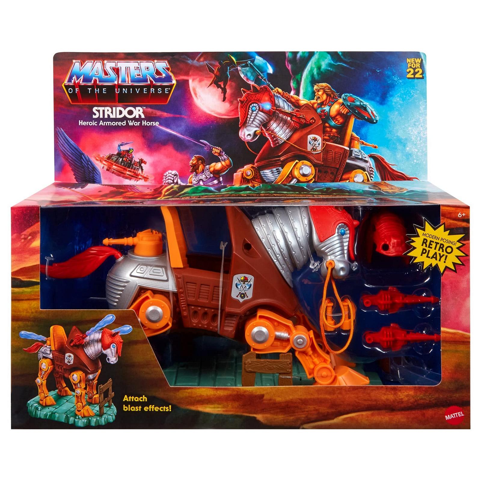 Фигурка Masters of the Universe Origins Stridor с роботом-лошадью, пусковой установкой и 3 плазменными бластерами, с подставкой, 18 см, фото №6