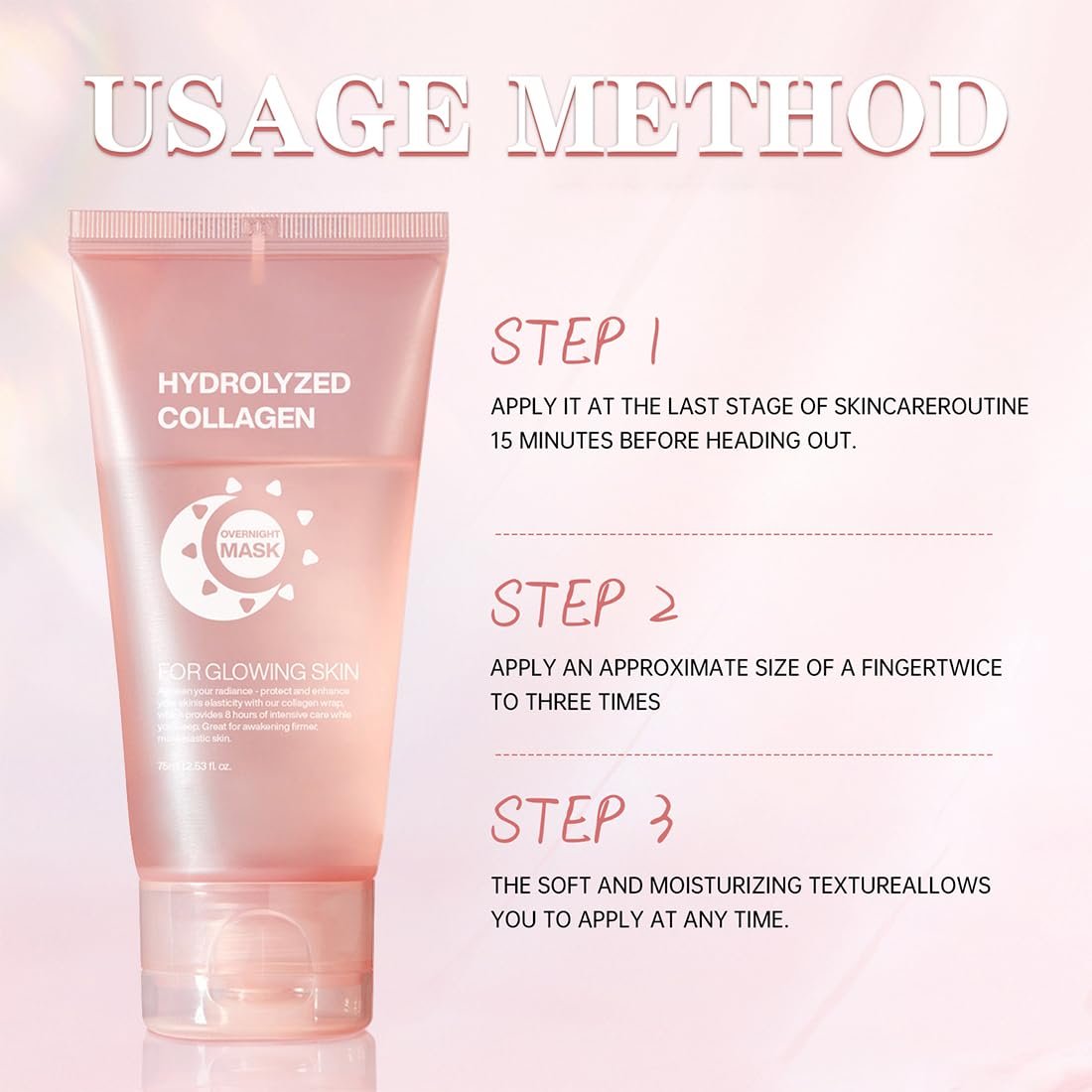 Нічна маска для обличчя з колагеном Collagen Overnight, нічний пілінг, маска-плівка з колагеном для всіх типів шкіри, фото №2