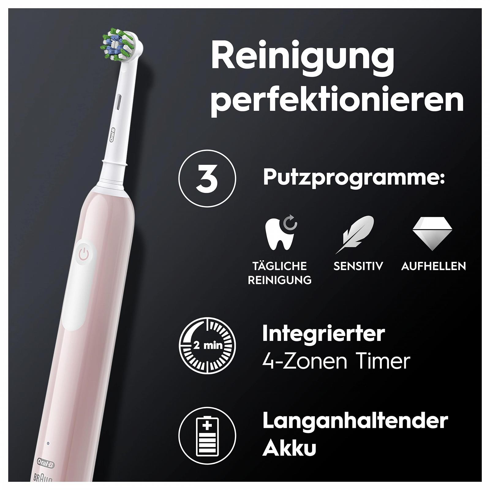Зубна щітка електрична Oral-B Pro Series 1, 3 режими, датчик тиску, рожевий, фото №3