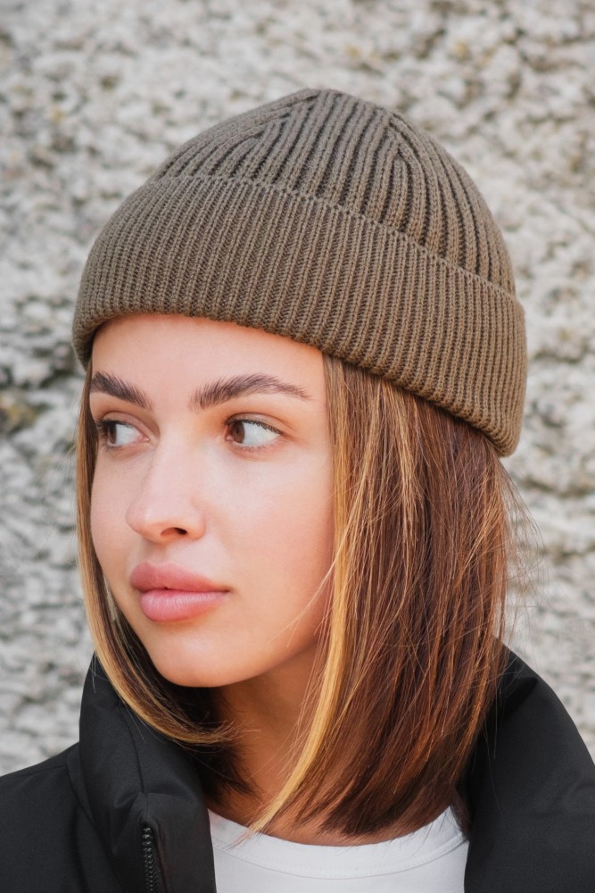 Утеплена трикотажна шапка біні докер на флісі Without Gvido khaki, фото №5 Утеплена трикотажна шапка біні докер на флісі Without Gvido khaki, фото №5