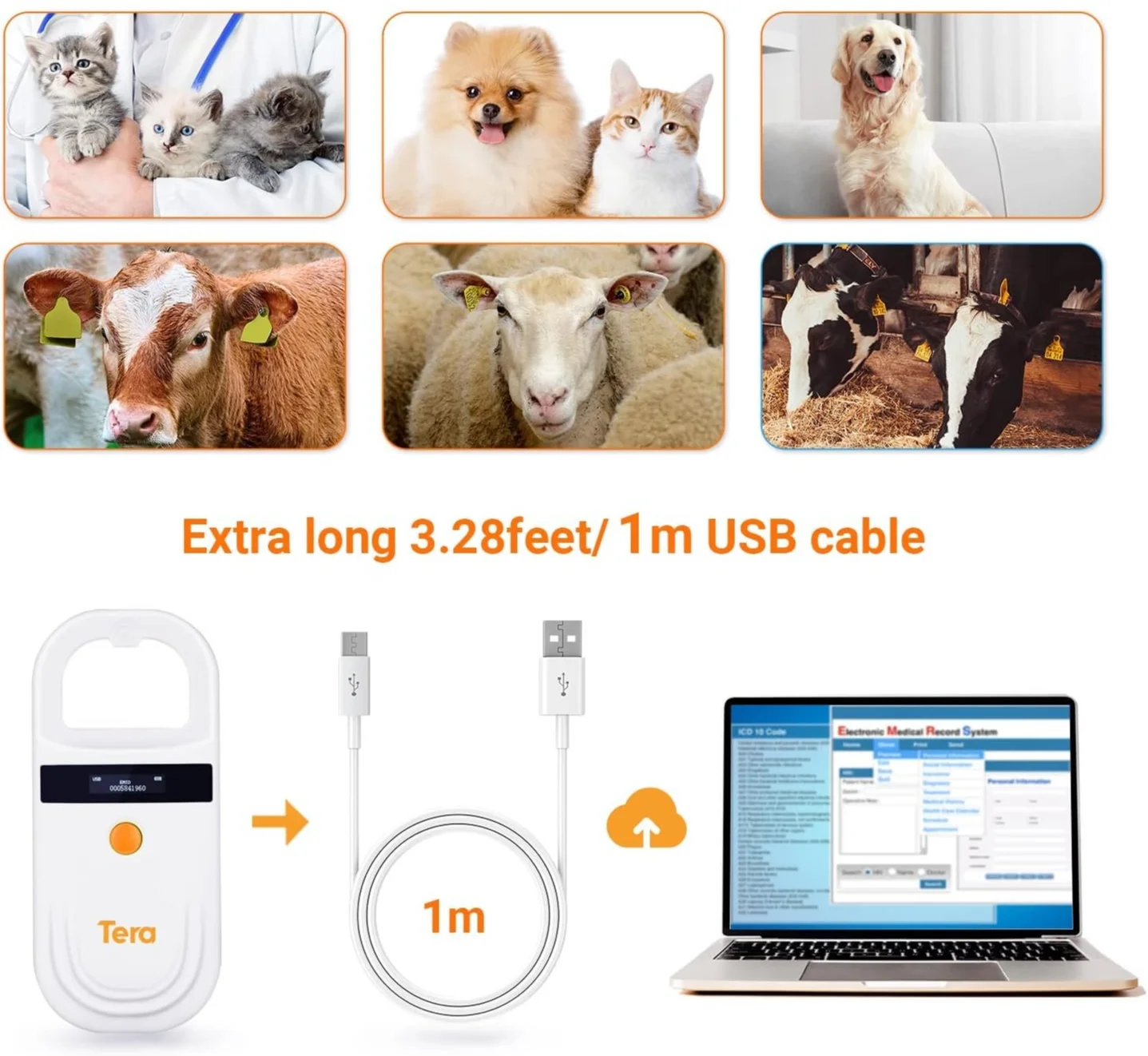 Сканер микрочипов для домашних животных Tera 180 Белый/Оранжевый, фото №3 Сканер микрочипов для домашних животных Tera 180 Белый/Оранжевый, фото №3