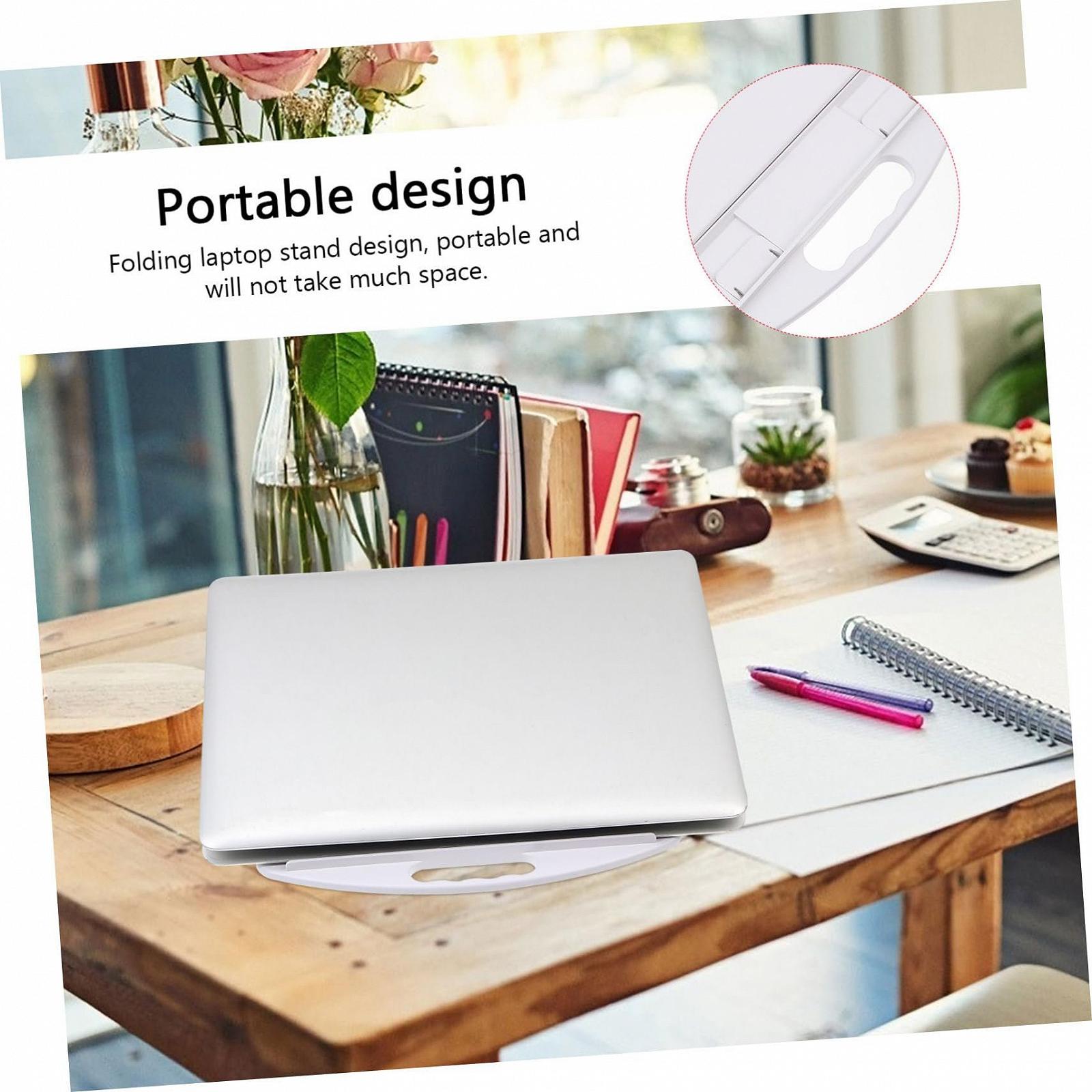 Регулируемая Подставка для Ноутбука SHOWERORO с Вращающейся Подставкой, Эргономичная Приподнятая Настольная Подставка с Циркуляцией Воздуха, Стабильный Держатель, Белый, фото №7