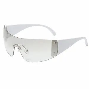 Солнцезащитные очки Y2K Ggpyyon Trendy Wrap Around без оправы для мужчин и женщин, защита UV400 - Фото 1