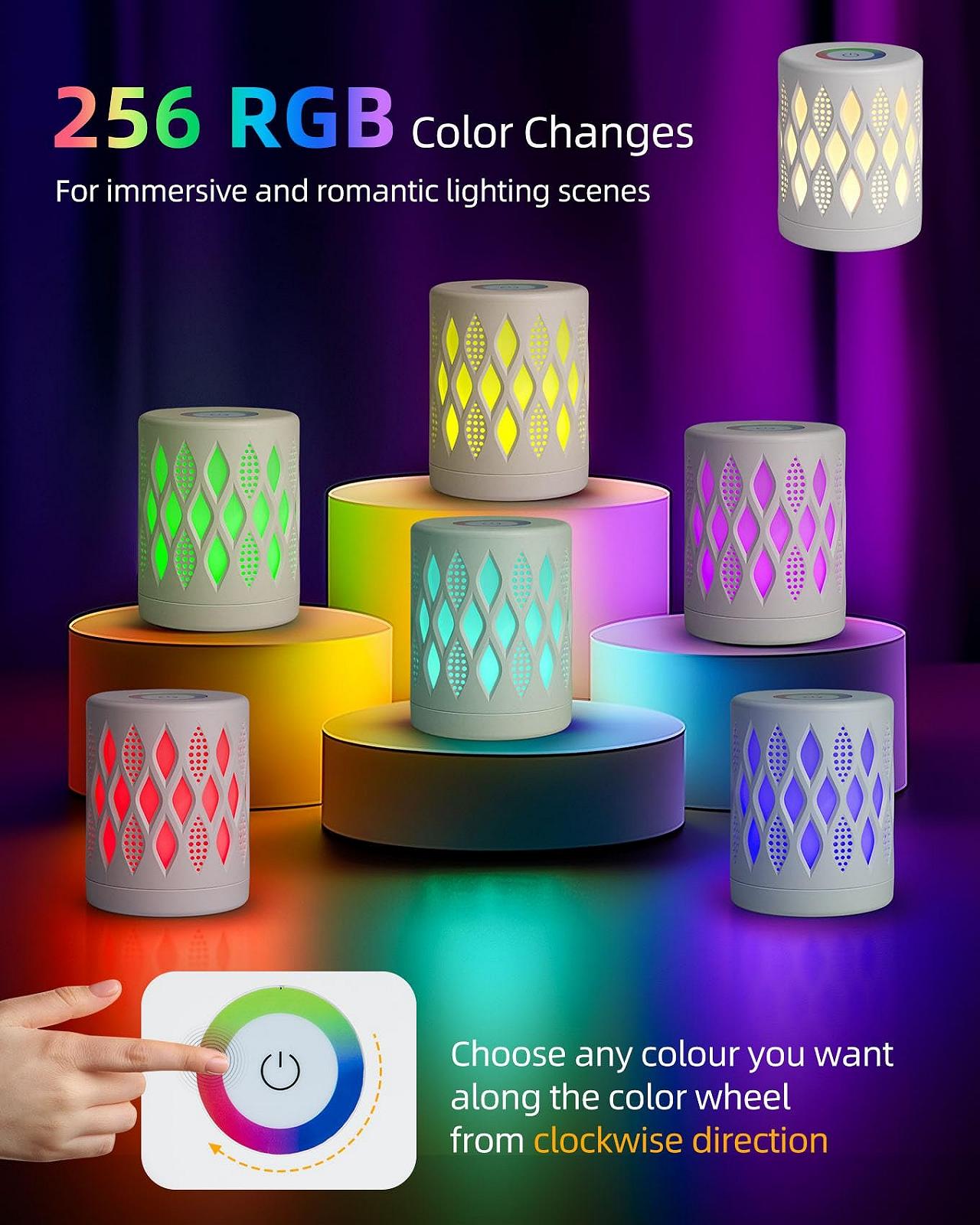 Настільна лампа Aigostar LED сенсорна 256 RGB кольорів Warm White бездротова USB акумуляторна, фото №3