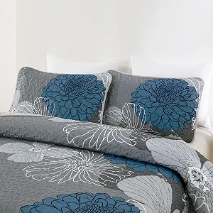 Покрывало WONGS BEDDING Цветочный узор 200 x 220 см Синий synthetic.ua - Фото 1
