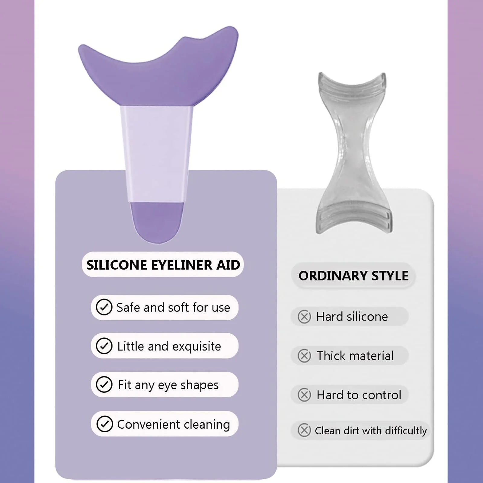 Трафареты для подводки FAMIDIQGO набор изук силикон многоразовые для новичков фиолетовый, фото №5 Трафареты для подводки FAMIDIQGO набор изук силикон многоразовые для новичков фиолетовый, фото №5