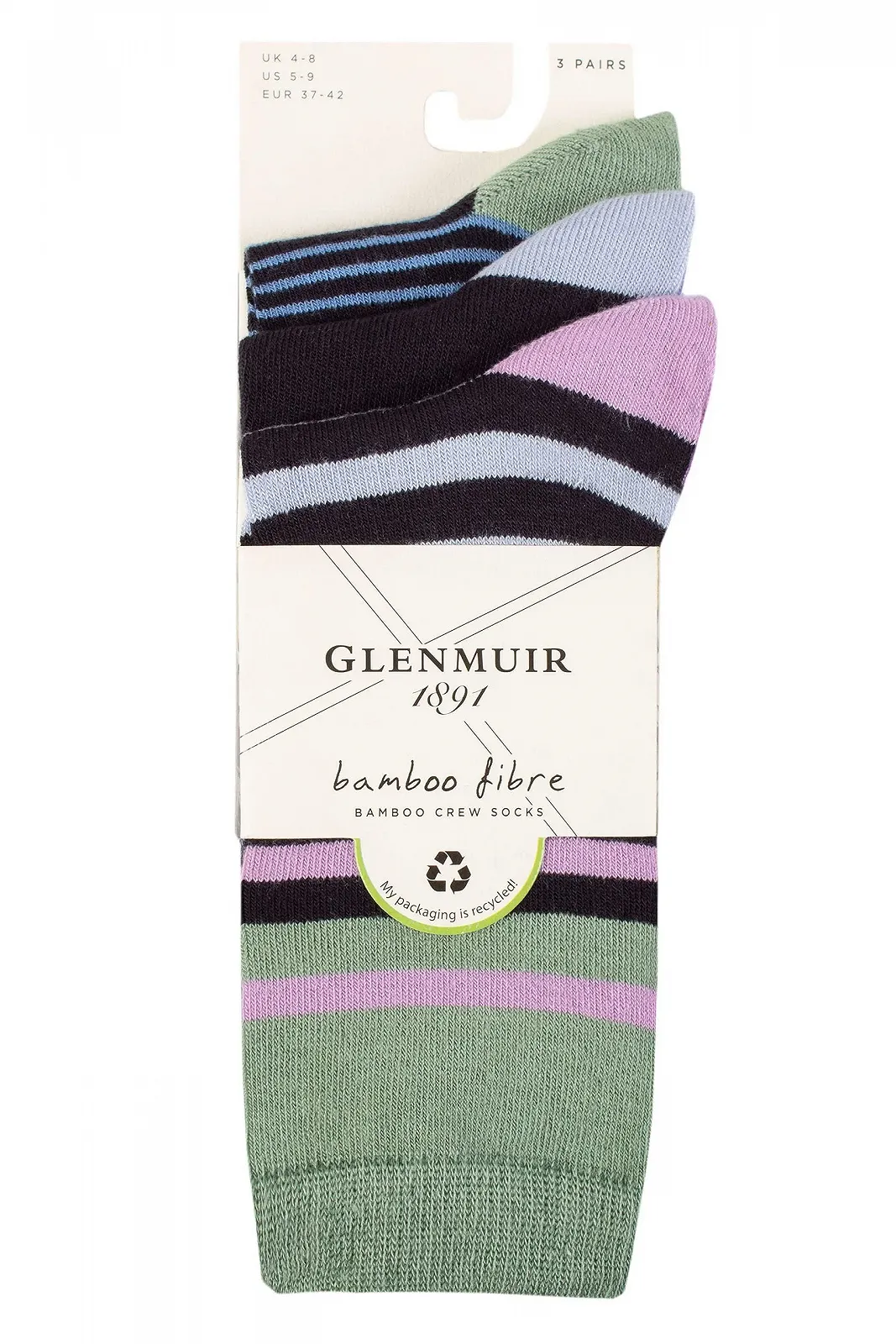 Носки GLENMUIR Женские узорчатые бамбуковые, 3 пары, Полосатый темно-синий, фото №2 Носки GLENMUIR Женские узорчатые бамбуковые, 3 пары, Полосатый темно-синий, фото №2