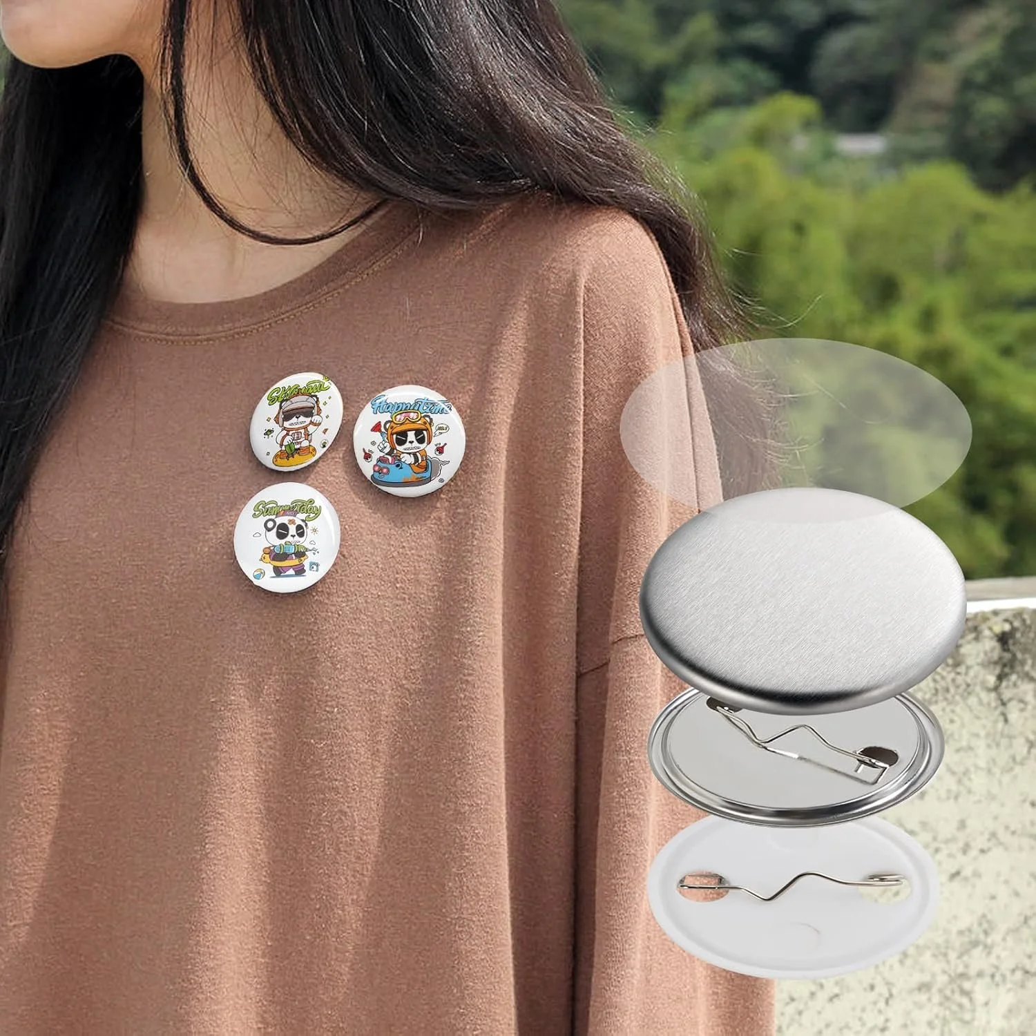 Набір деталей для значків-кнопок Vevor 32 мм Silver/White, фото №8