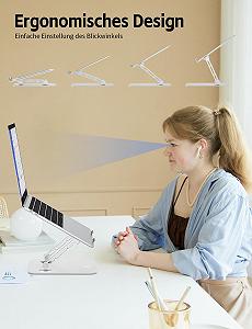 Подставка для ноутбука алюминиевая Ergonomic, регулируемая по высоте и складная, стабильная и нескользящая, улучшенная вентиляция, до 15.6 дюймов, серебристая synthetic.ua - Фото 1