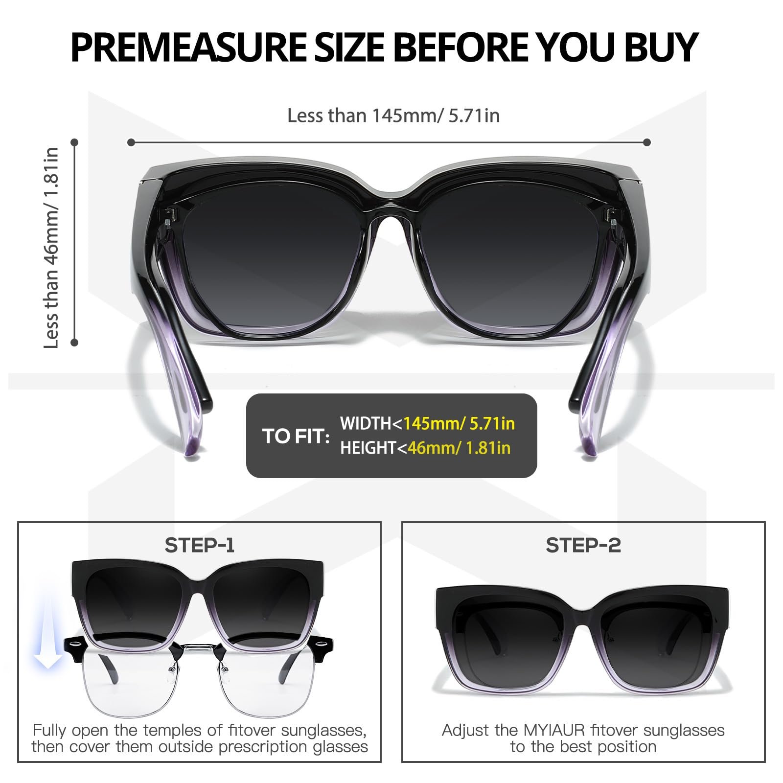 Поляризовані сонцезахисні окуляри Myiaur для жінок, що одягаються поверх окулярів, з УФ-захистом, фото №4 Поляризовані сонцезахисні окуляри Myiaur для жінок, що одягаються поверх окулярів, з УФ-захистом, фото №4