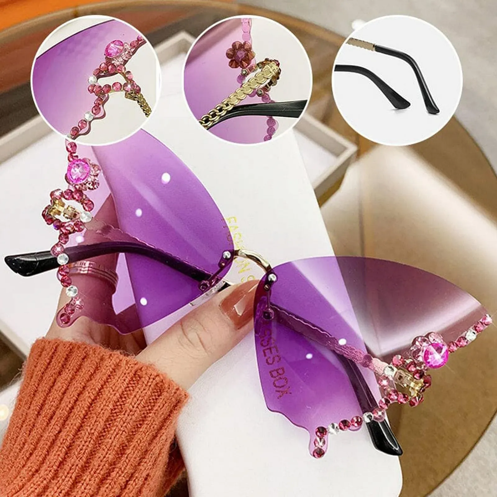 Безрамочные солнцезащитные очки Diamond Butterfly для цветных женщин., фото №2