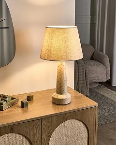 Настільна лампа Beliani Humuya Керамічна Тканинний абажур Світло-бежевий synthetic.ua - Фото 1