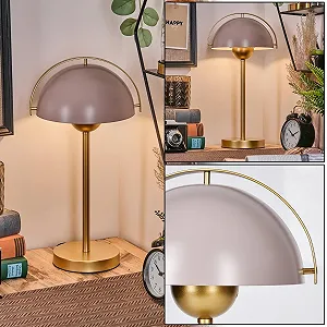 Настільна лампа HOFSTEIN Guttsta Modern Retro Метал Ø 20 см Висота 43 см E14 Gold/Taupe synthetic.ua - Фото 1