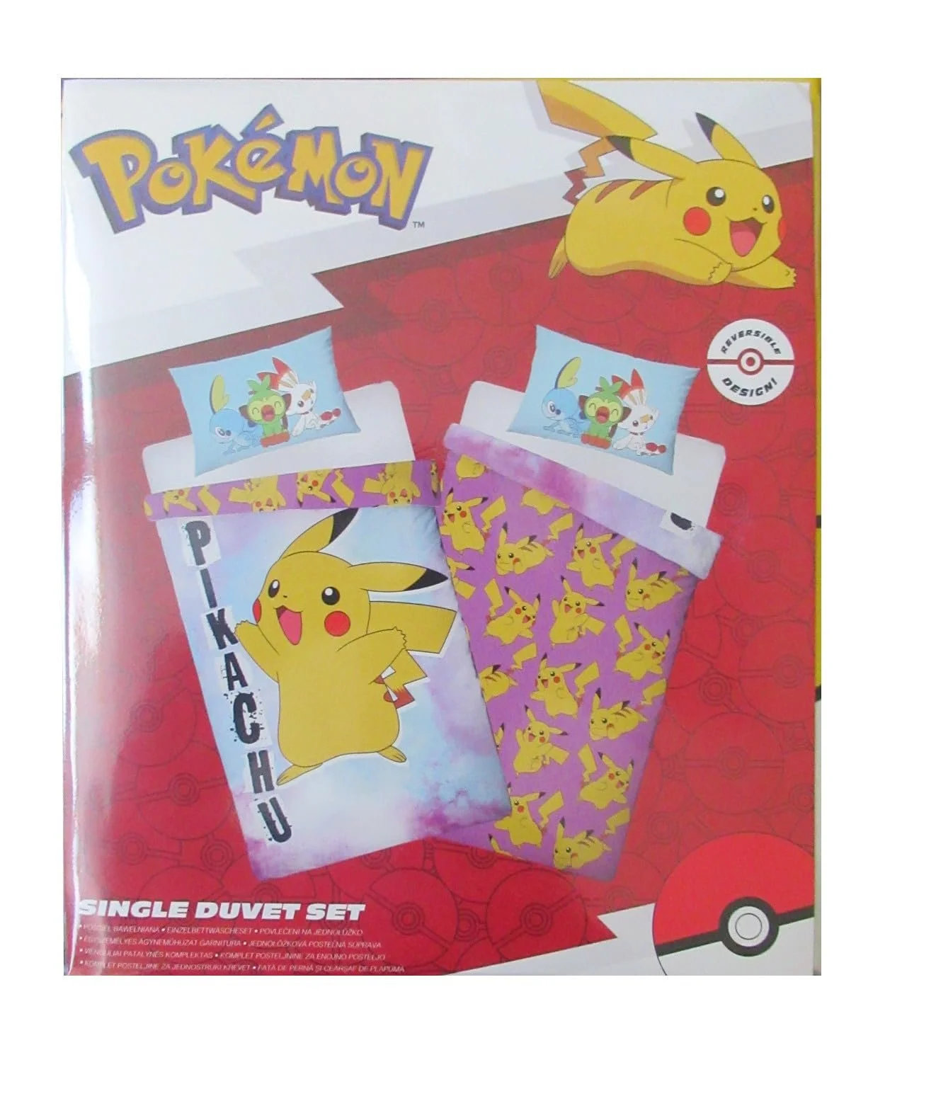 Постільна білизна дитяча Pokemon Pikachu двостороння підковдра 140 x 200 см наволочка 70 x 90 см 100% бавовна Oeko-Tex Standard 100, фото №2