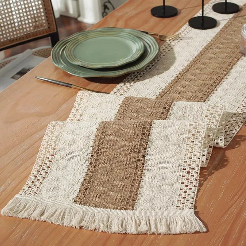 Ранер на стіл Boho Linen Macrame з китицями Бежевий 30 x 140 см, фото №3 Ранер на стіл Boho Linen Macrame з китицями Бежевий 30 x 140 см, фото №3