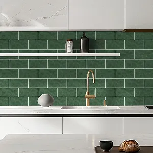 Наклейки на плитку Alwayspon вінілові темно-зелені 24 шт 30 см synthetic.ua - Фото 1