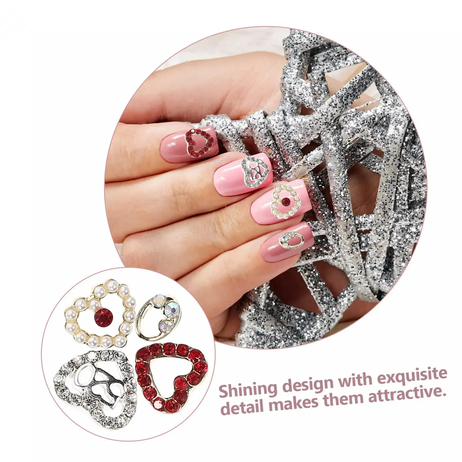 Стразы для ногтей Lurrose Сердце 40шт, фото №8