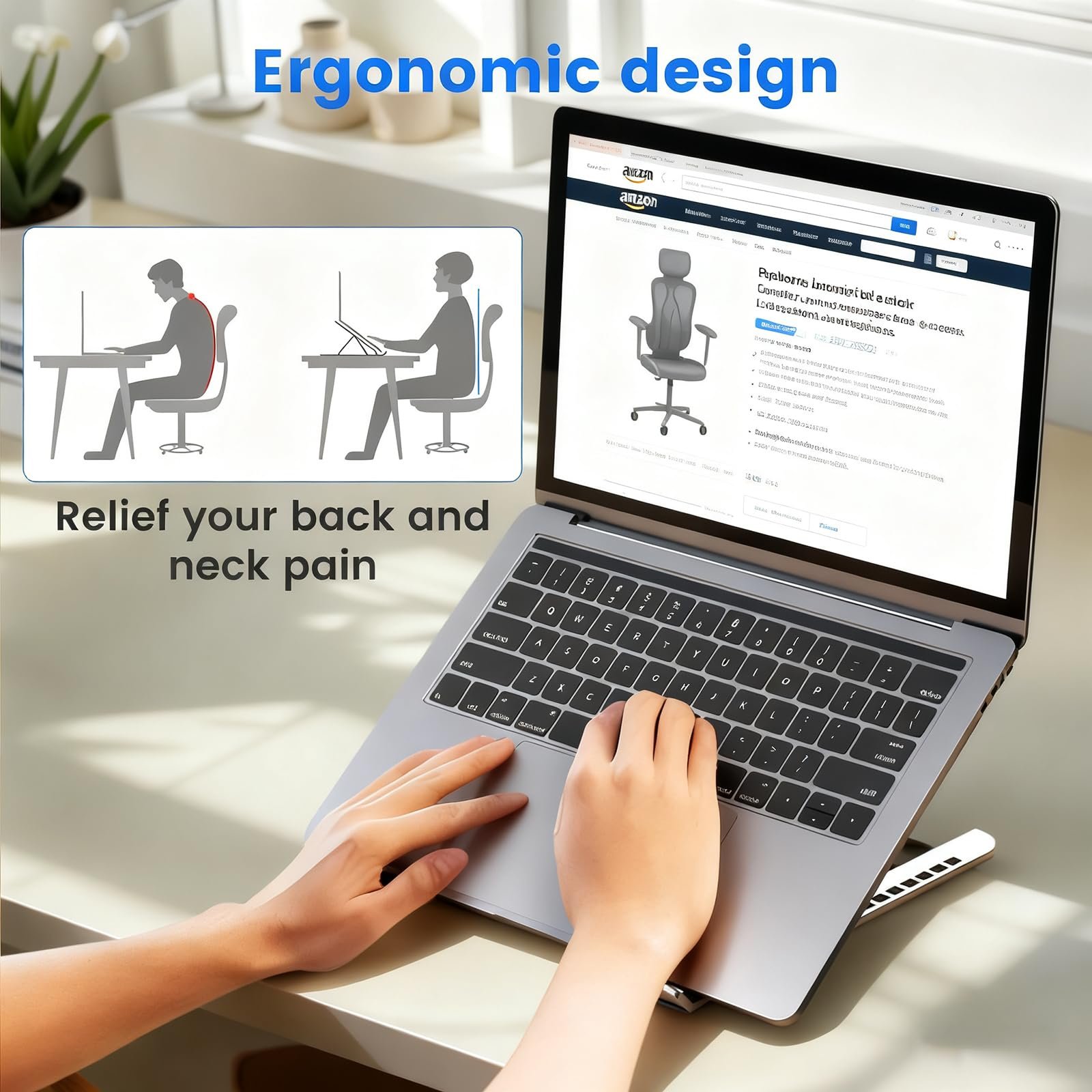 Підставка для ноутбука алюмінієва регульована по висоті, складна для ноутбуків 10-17 дюймів, портативна, легка з вентиляцією, фото №6