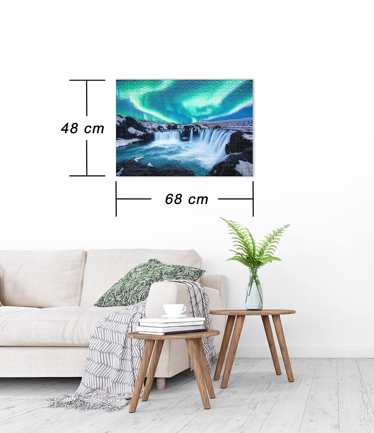 Пазл Ulmer Puzzleschmiede The Elements of the North 1000 элементов Природа Водопад Годафосс Исландия Северное сияние, фото №3