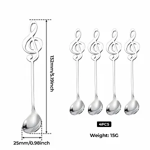 Кофейные ложки Набор из 4 шт Десертная ложка с дизайном музыкальной ноты, маленькие ложки из нержавеющей стали, музыкальный подарок для кофе, чая, мороженого и дома Серебро synthetic.ua - Фото 1