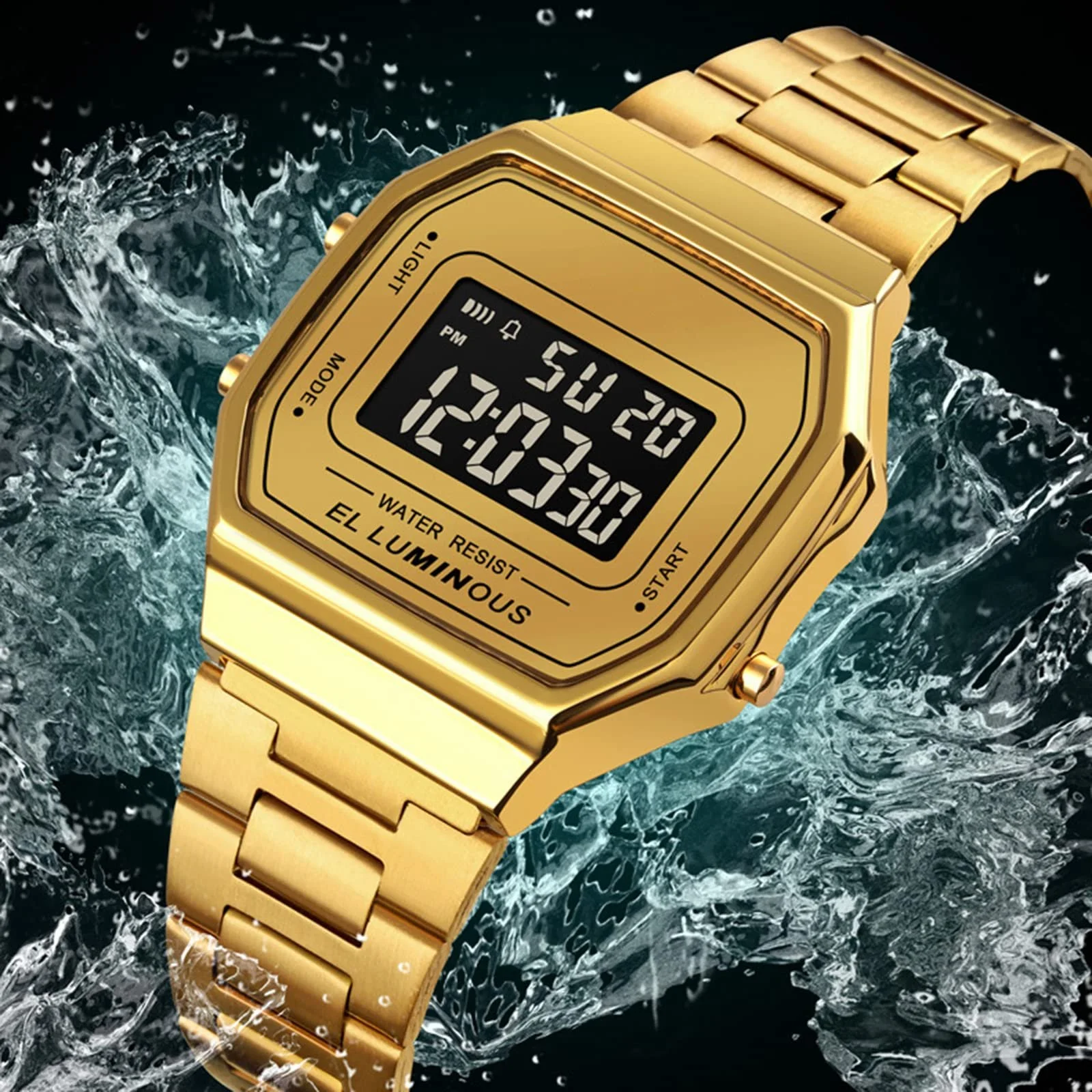 Цифровий годинник Nicoone зі стрічкою з неіржавної сталі, світлодіодною підсвіткою, фото №9 Цифровий годинник Nicoone зі стрічкою з неіржавної сталі, світлодіодною підсвіткою, фото №9