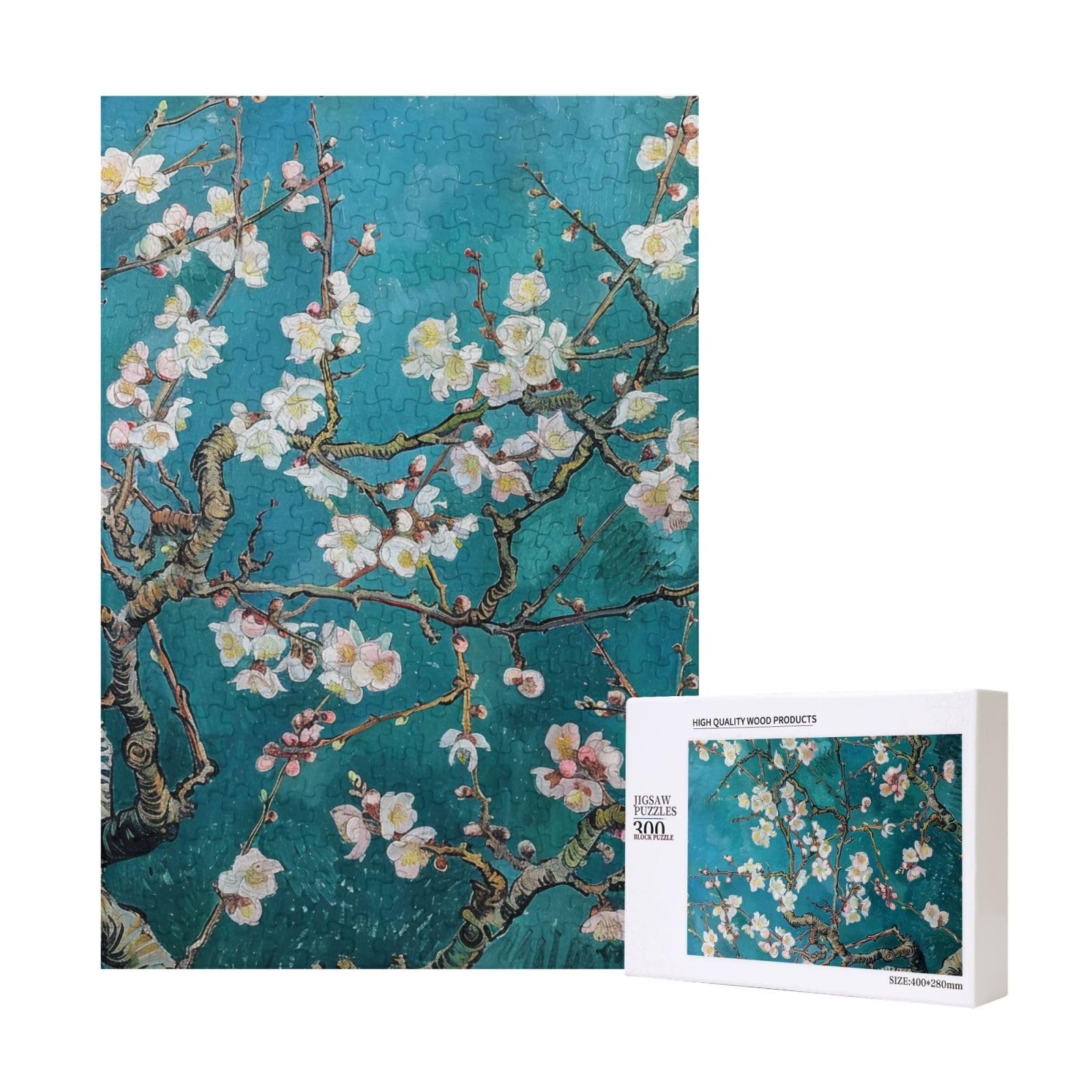 Деревянный пазл Цветущий миндаль 300 деталей с коробкой для хранения, фото №1
