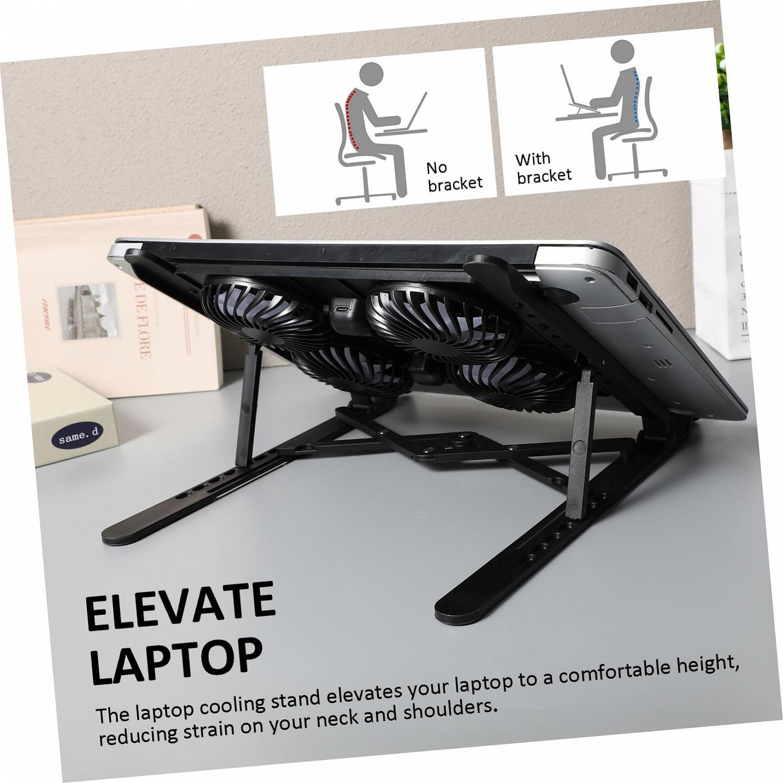 Підставка для ноутбука Lurrose з вентиляторами Складна охолоджуюча  з нековзною конструкцією, фото №7