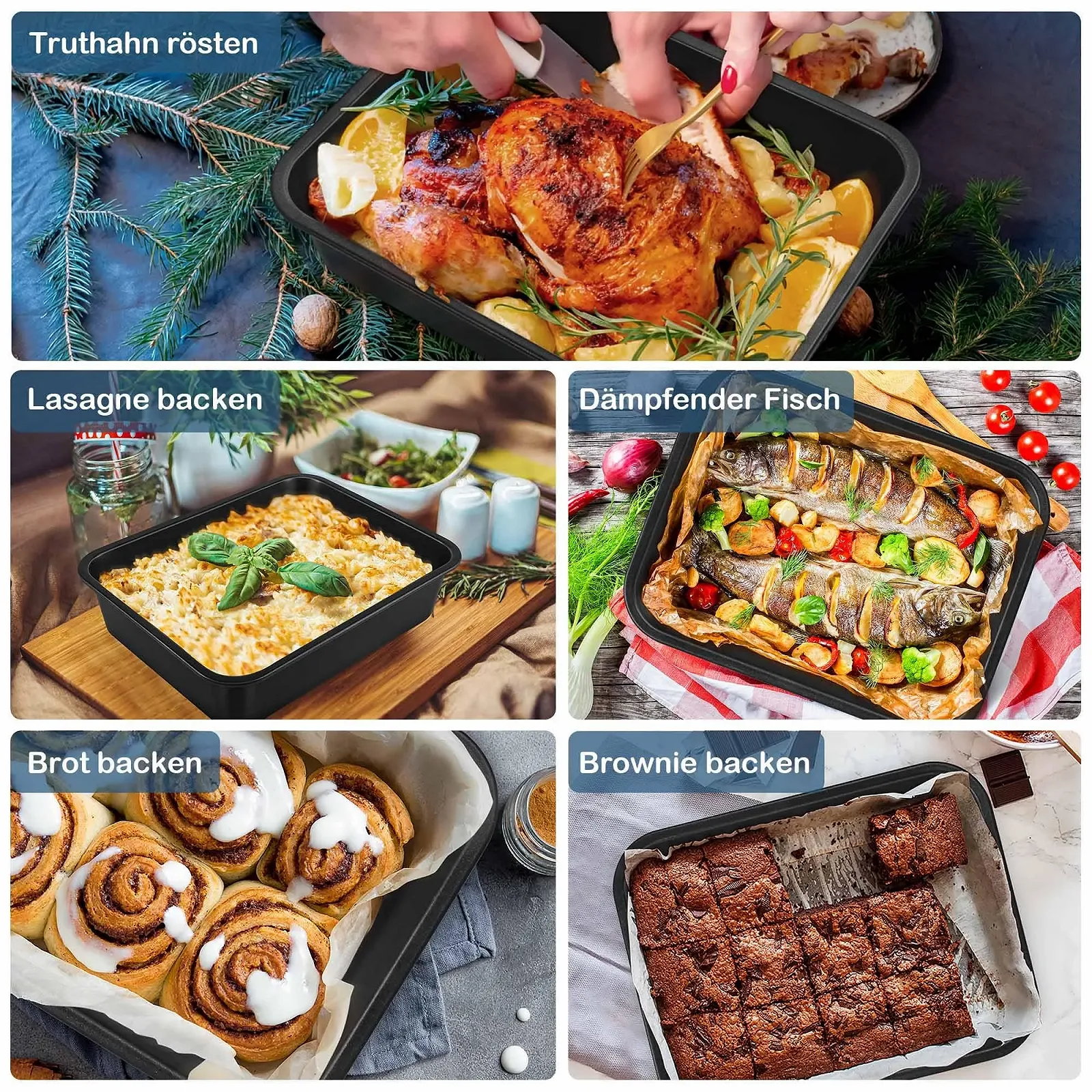 Набор форм для запекания Homikit из 2 предметов из нержавеющей стали прямоугольные 32 см, фото №7