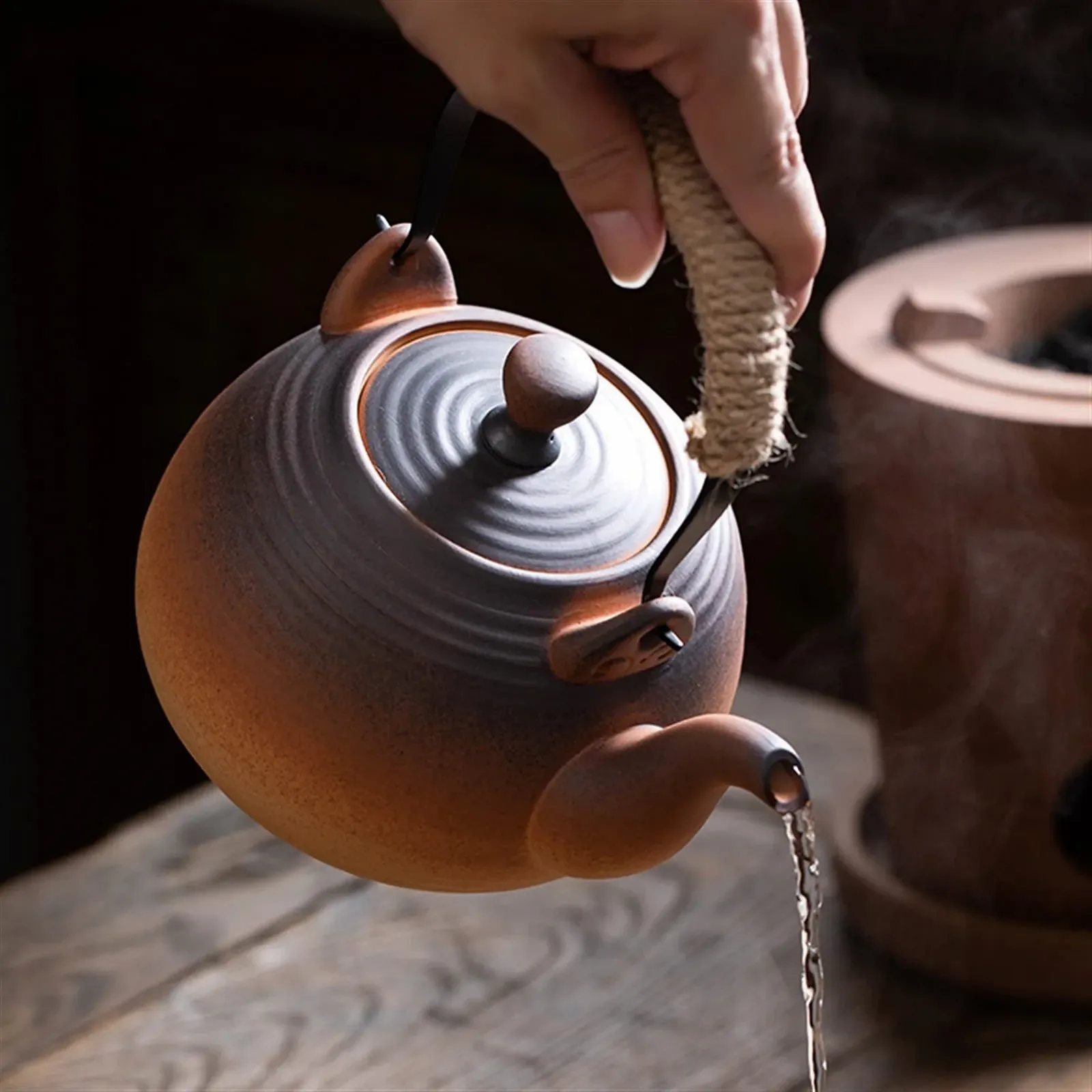 Чайник WAOCEO Керамічний 1000 мл з ручкою для відкритого вогню з фільтром, фото №6 Чайник WAOCEO Керамічний 1000 мл з ручкою для відкритого вогню з фільтром, фото №6