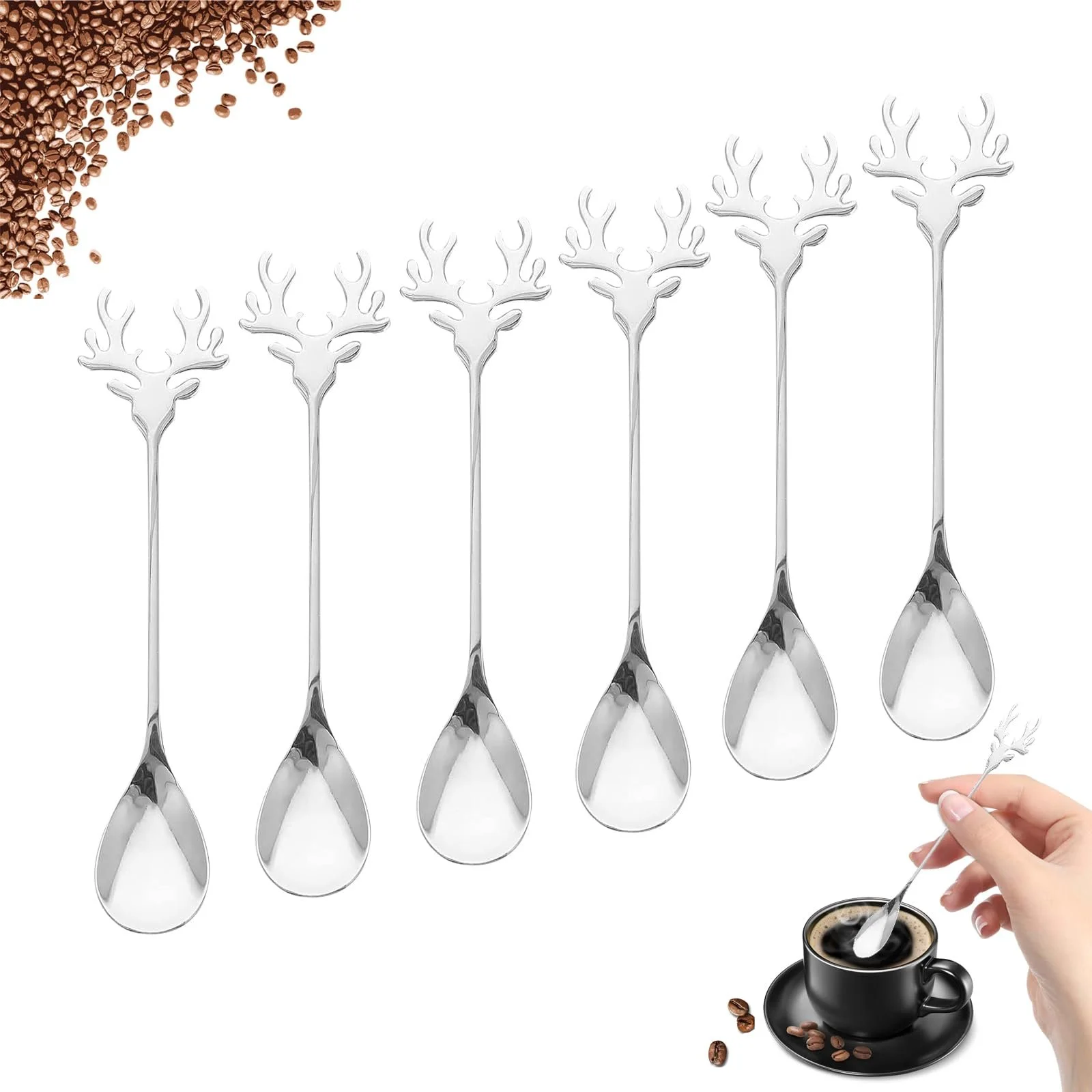 Набір ложок Silver Elk Christmas, нержавіюча сталь, 6 шт., фото №1