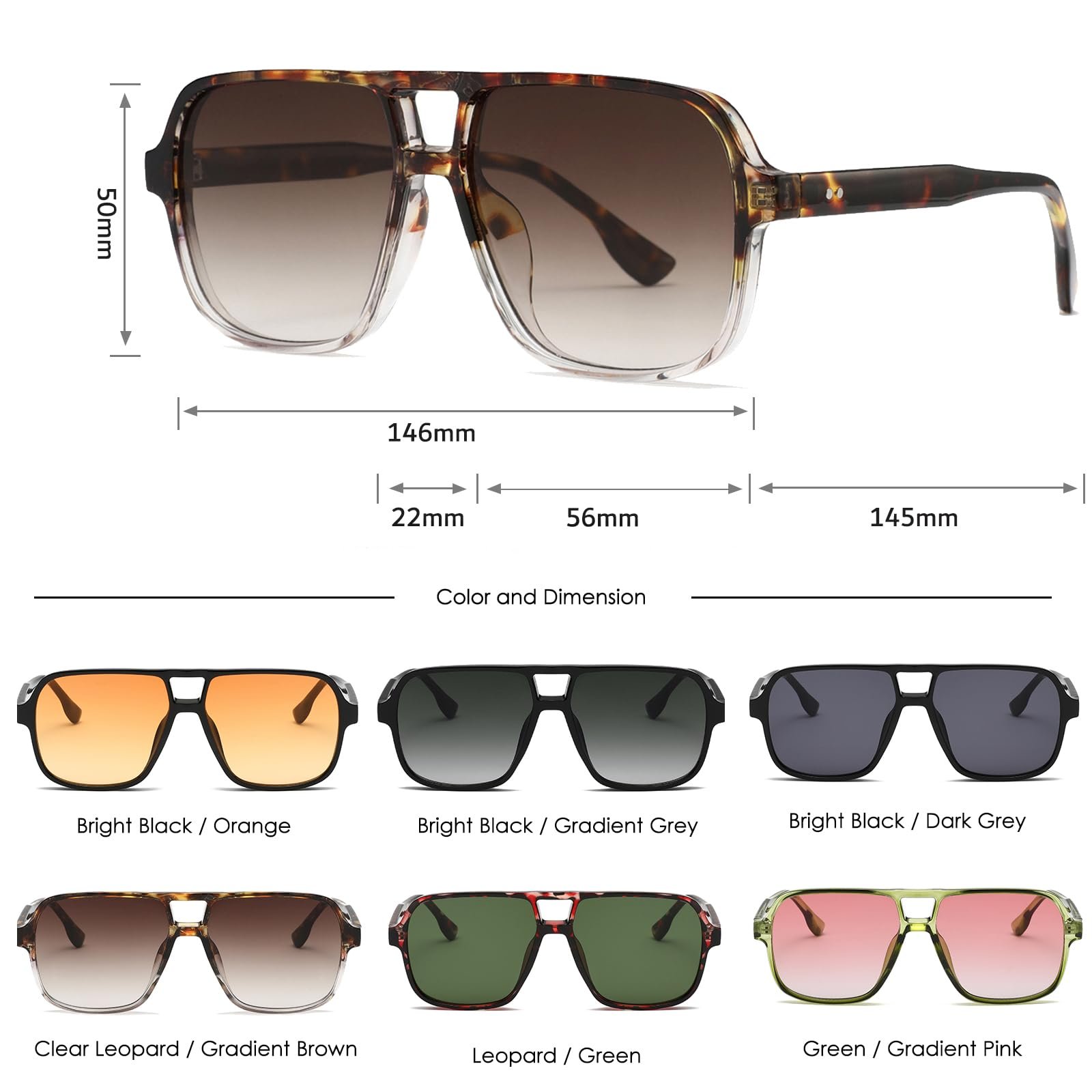 Солнцезащитные очки Авиатор Long Keeper Retro Pilot Квадратные Большие 70-х годов UV400, фото №3