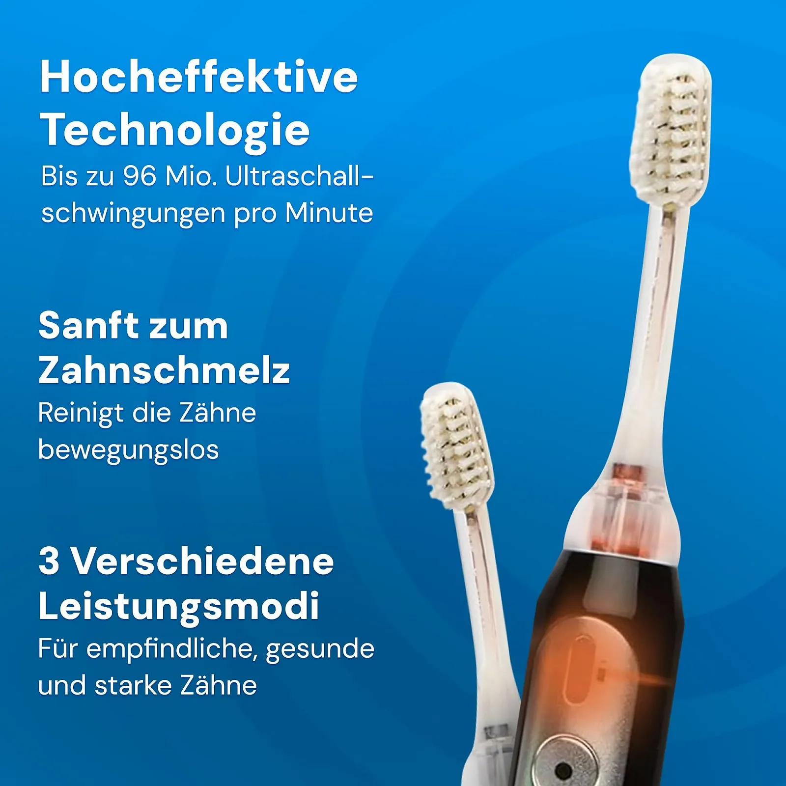 Ультразвуковая зубная щетка emmi-dent Slim 96 млн вибраций/мин 3 режима с зарядной станцией, фото №2