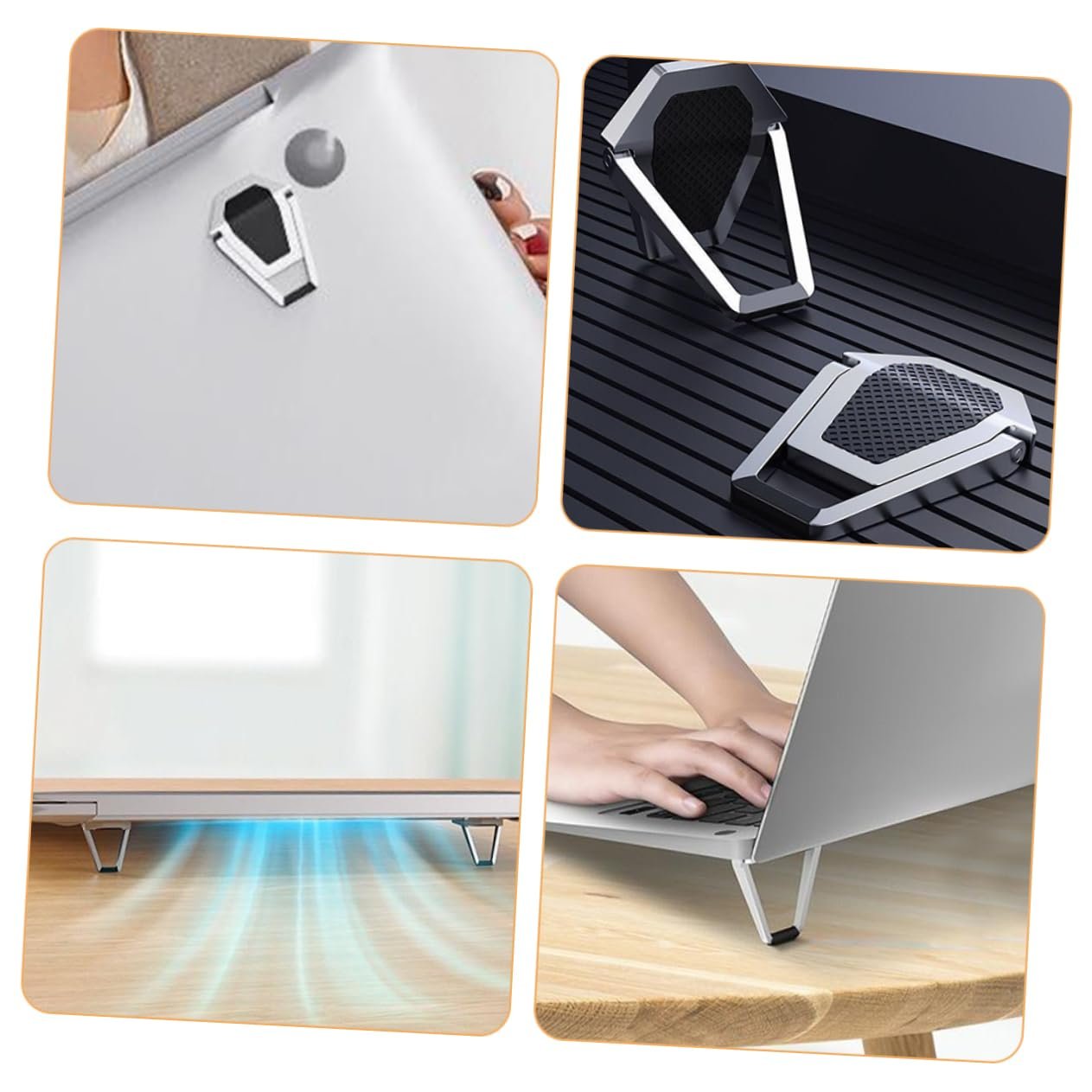 Підставка для ноутбука GALPADA, 4 шт., міні-підставка з цинкового сплаву, складана, портативна, охолоджуюча, невидима, стабільна, фото №7