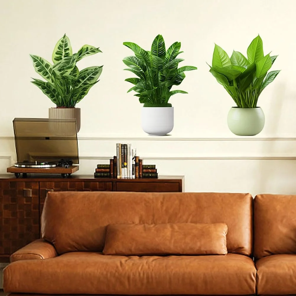 Наклейка на стену UPKOCH 1 набор Растения в горшках Винил ПВХ Тропические растения Зеленый, фото №7