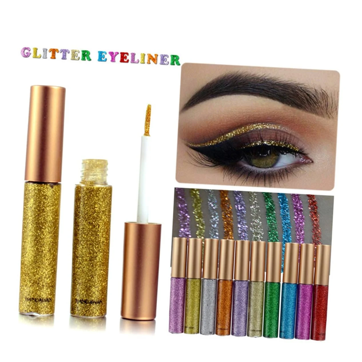 Підводка для очей NOLITOY Набір з . Блискуча Різнобарвна Металік Водостійка, фото №2