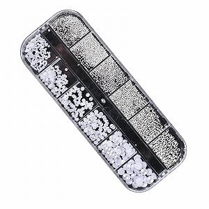 Стразы для ногтей Жемчуг Белые полукруглые шарики для ногтей, Маленькие бусины из нержавеющей стали, Икорные бусины, Белые плоские бусины для женщин, Акриловые украшения для дизайна ногтей - Фото 1