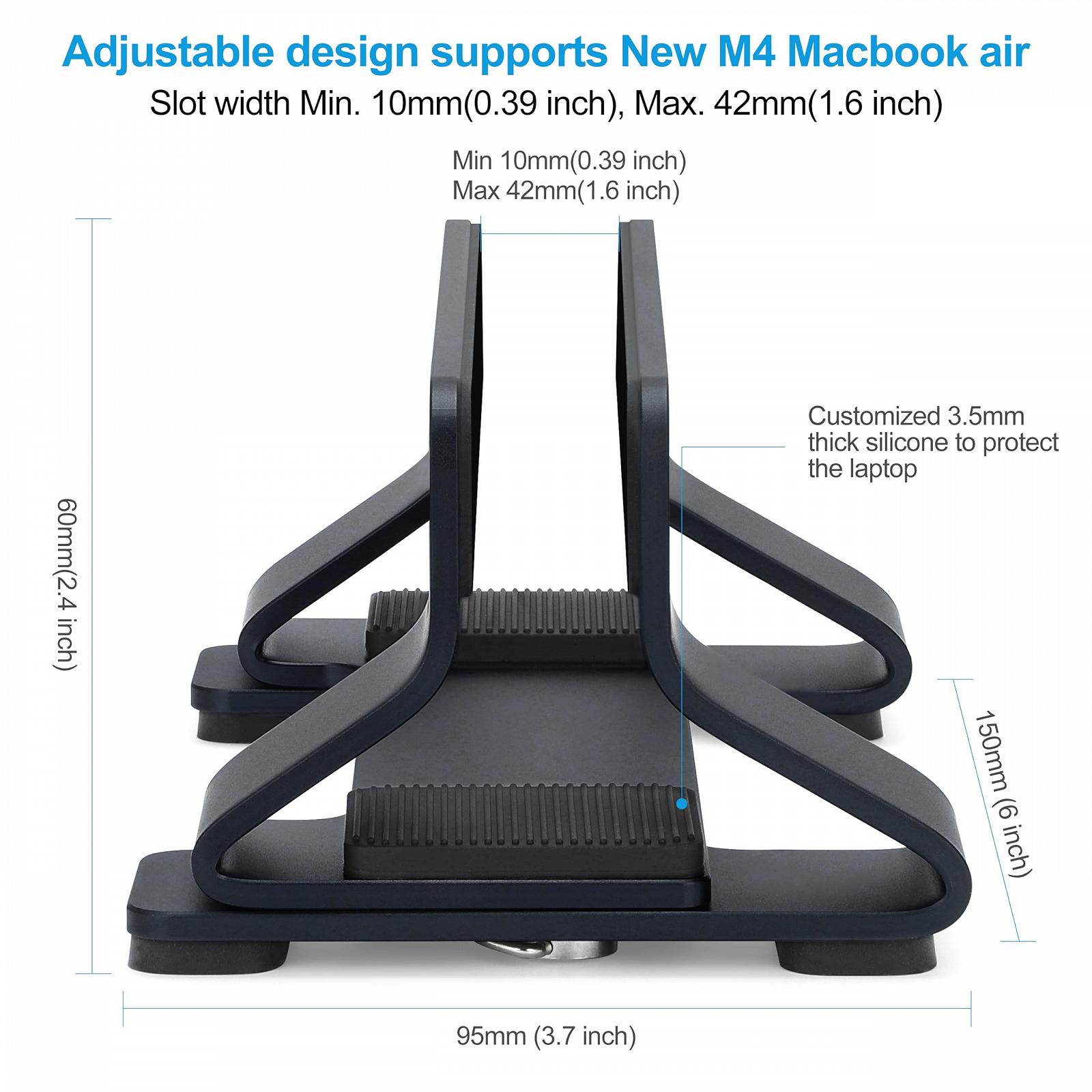 Вертикальна Підставка для Ноутбука Алюмінієва, Регульована Ширина Слота 10 ~ 30 мм, фото №4 Вертикальна Підставка для Ноутбука Алюмінієва, Регульована Ширина Слота 10 ~ 30 мм, фото №4